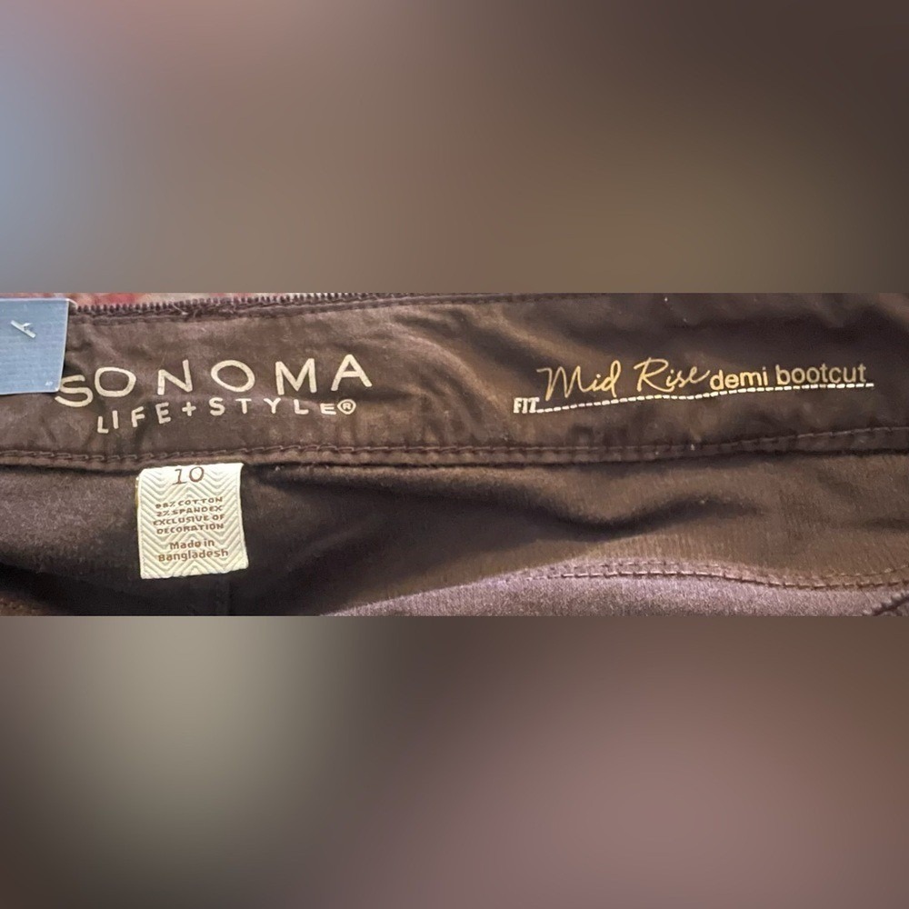 Sonoma- Women's Brown Ribbed Jeans Size 10 - Picture 6 of 7